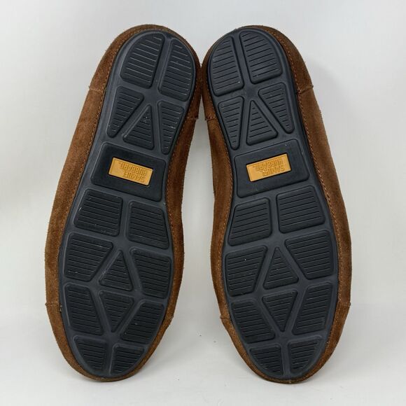 Samuel Hubbard Slippers Mens 12 Nutmeg Brown Suede Wool Fur Lined Slip On Shoes